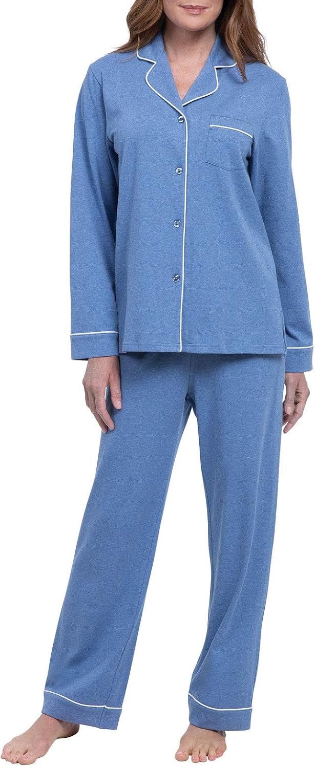 Pajama Set for Women - Soft Cotton Jersey Boyfriend PJs