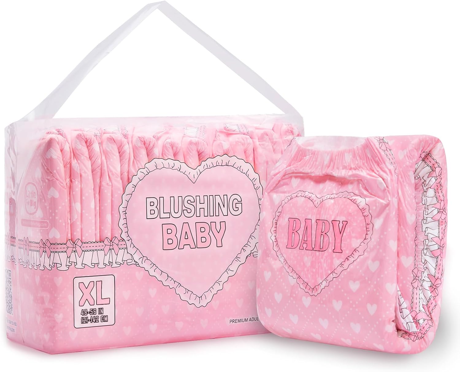 Littleforbig 10-Piece Blushing Baby Pink Adult Brief Diapers, XL