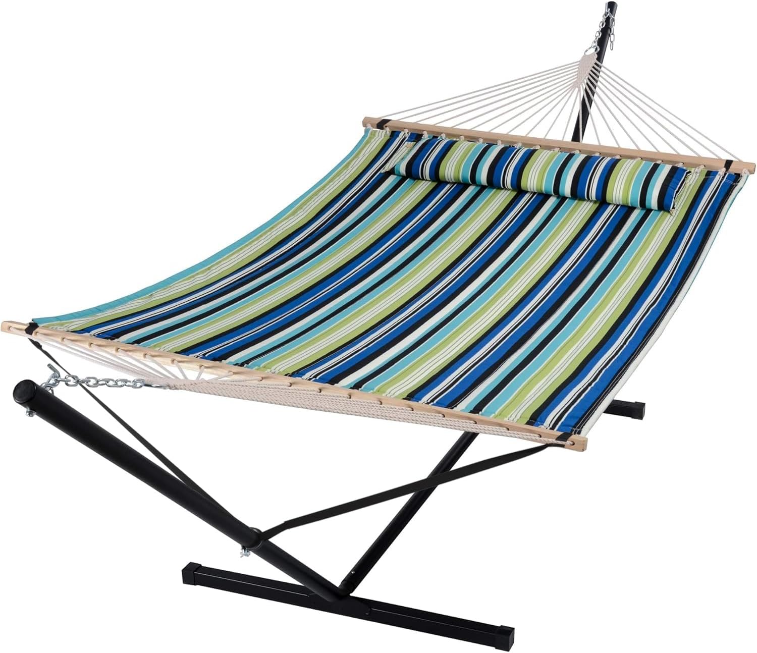SUNCREAT Heavy Duty Hammock with Stand for Two Person Relaxation