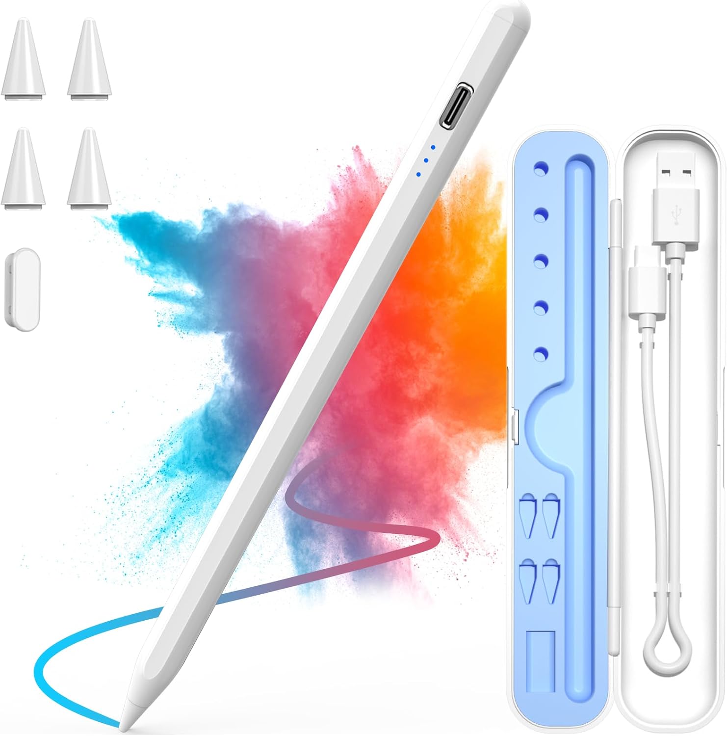Fast-Charge Stylus Pen for iPad | Apple Pencil Compatible | 15 Mins Charge | White