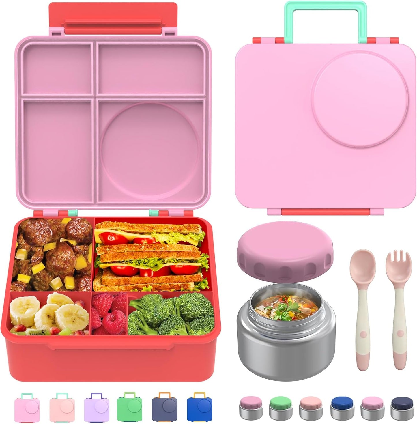 Bento Box for Kids - Leak-Proof Lunch Box with Thermos Jar