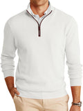 Mens Quarter-Zip Pullover Sweater Mock Neck - Lightweight Warm Knit
