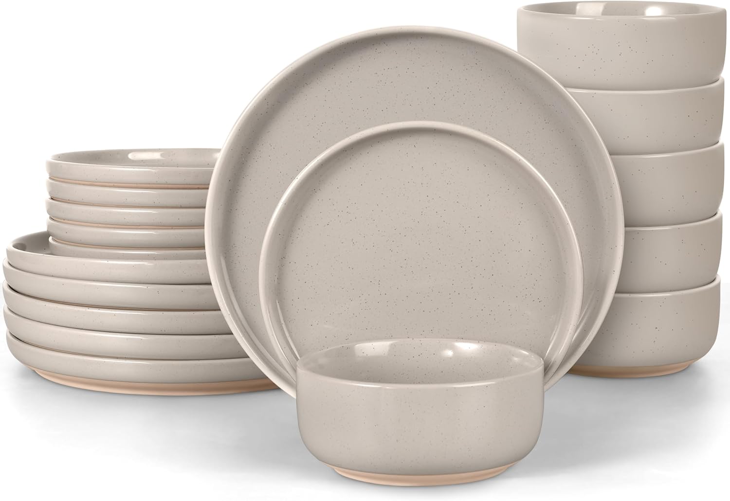 LIANYU Ceramic Dinnerware Sets for 6 - 18 Piece Stoneware Set