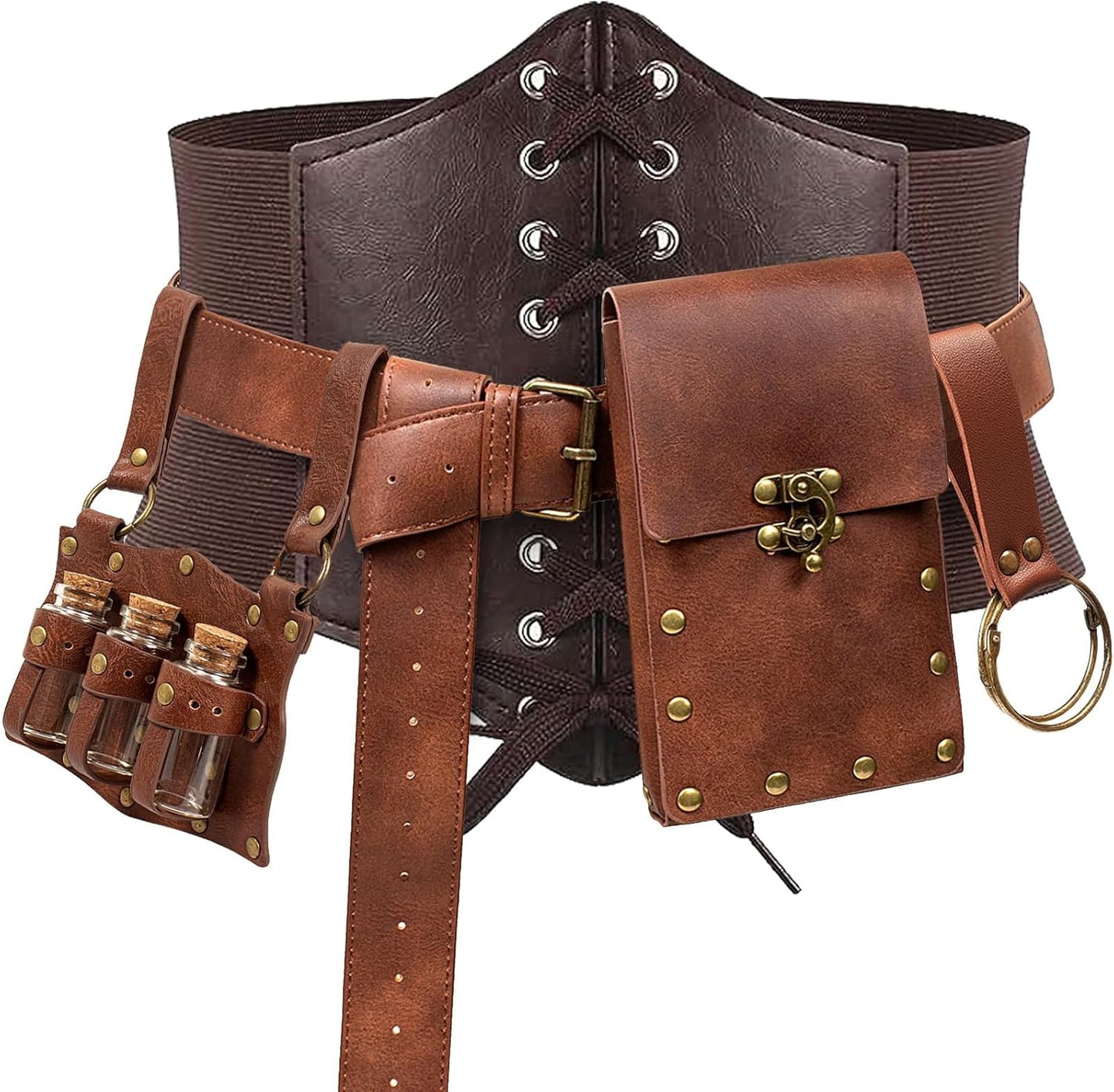 5PCS Corset Renaissance Belt with Potion Bottle for Costumes