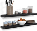 Homeforia Black Floating Shelves 36 in - Solid Real Wood Display