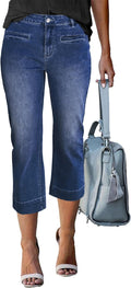 High Waisted Slim Straight Stretchy Denim Capris for Women