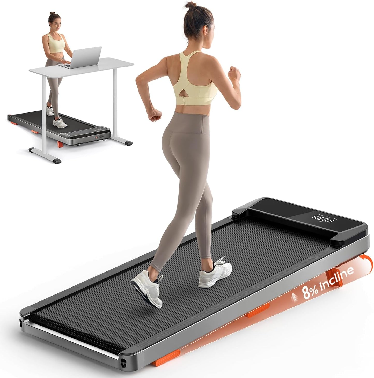 Portable Incline Walking Pad: 2.5HP Power, Remote Control, LED Display