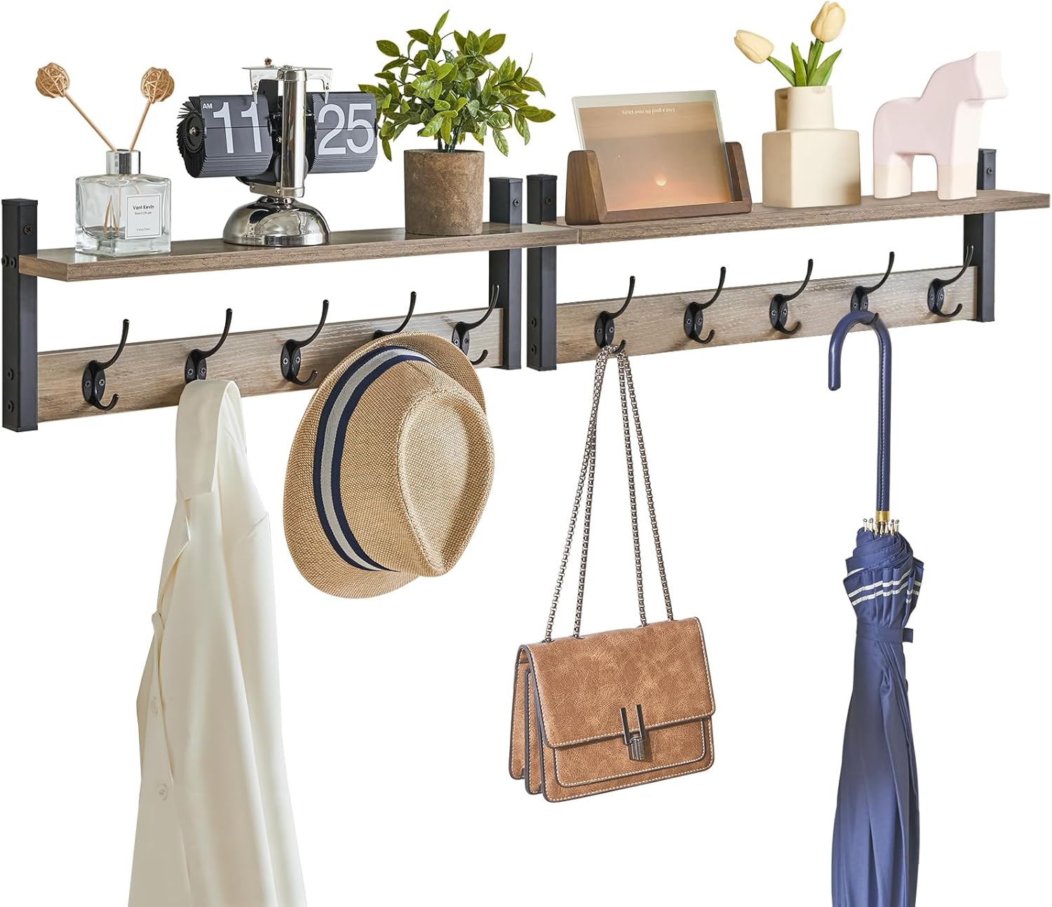 YMYNY Coat Rack Wall Mount with Shelf for Stylish Organization