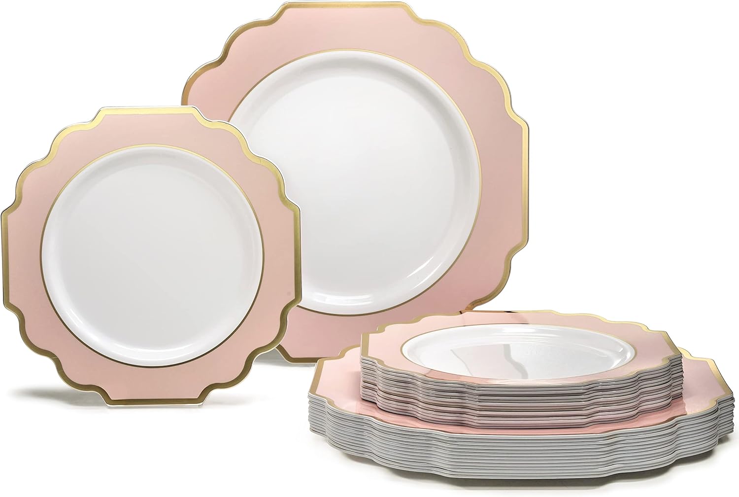 Elegant Heavyweight Disposable Plastic Plates for Weddings & Parties