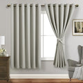 Silver Grey Blackout Curtains with Tiebacks - Thermal Insulated Panels