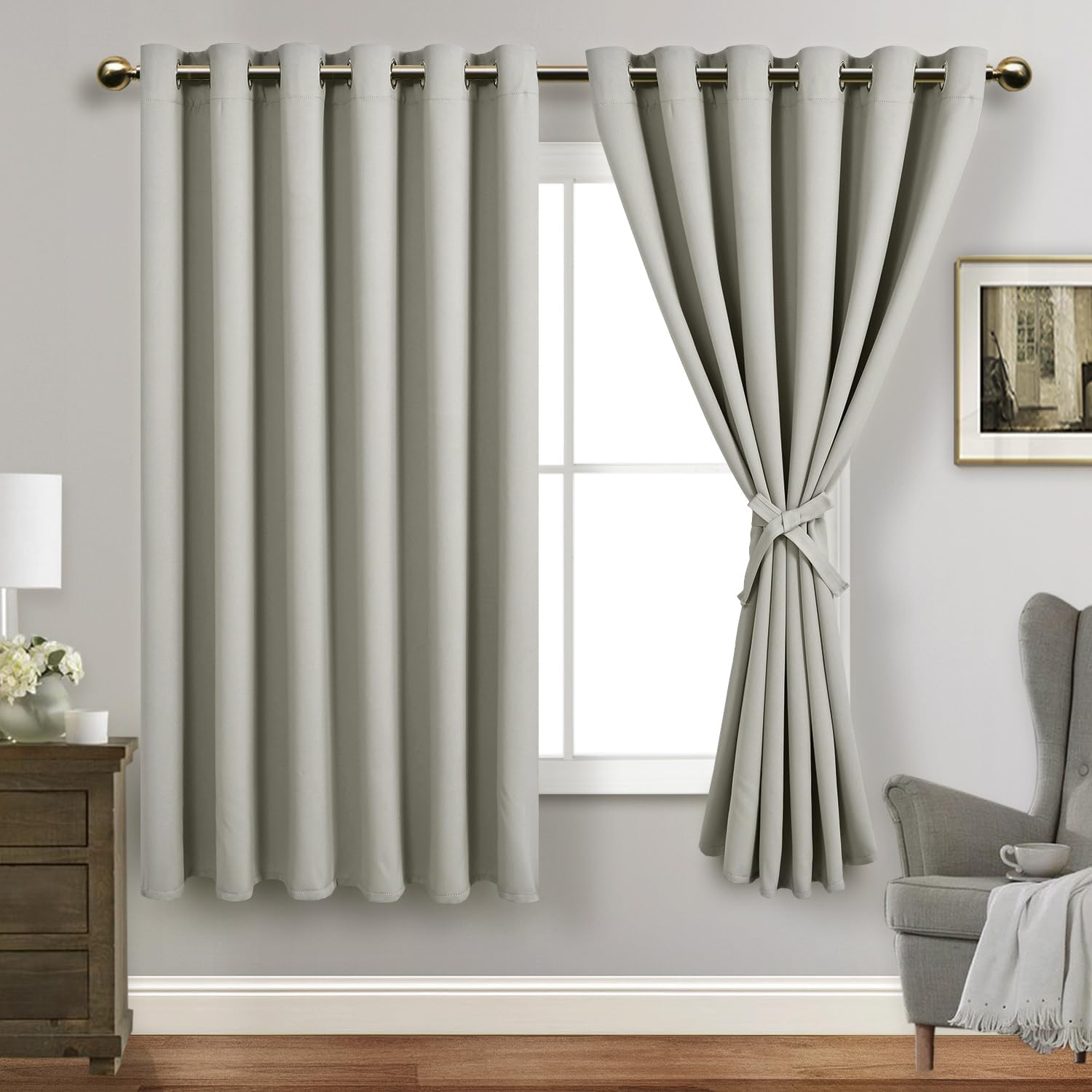 JIUZHEN Silver Grey Blackout Curtains for Living Room, 70 x 63 in
