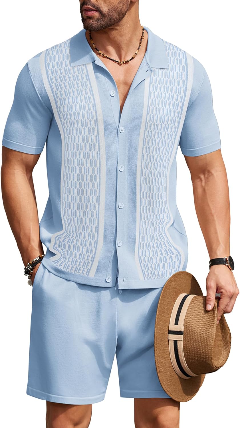COOFANDY Men's Vintage 2 Piece Outfit for Casual Summer Style