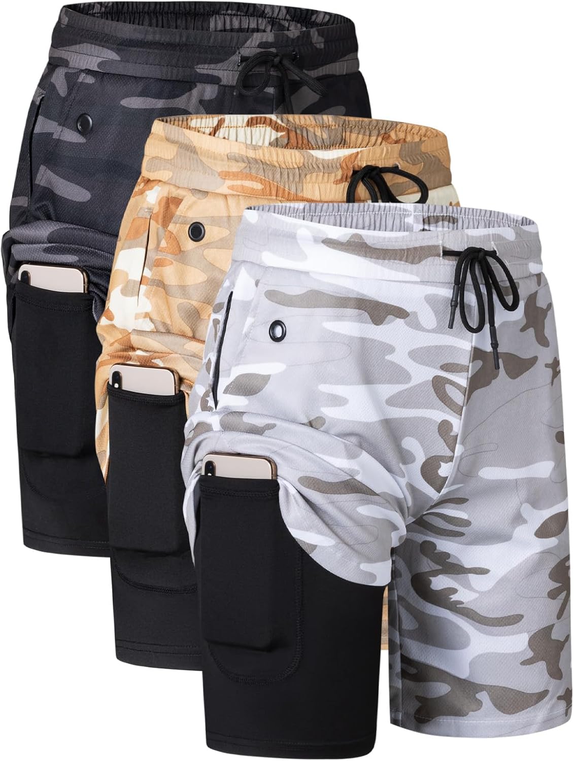 JWJ Mens 2 in 1 Running Shorts Quick Dry Athletic Workout Gear