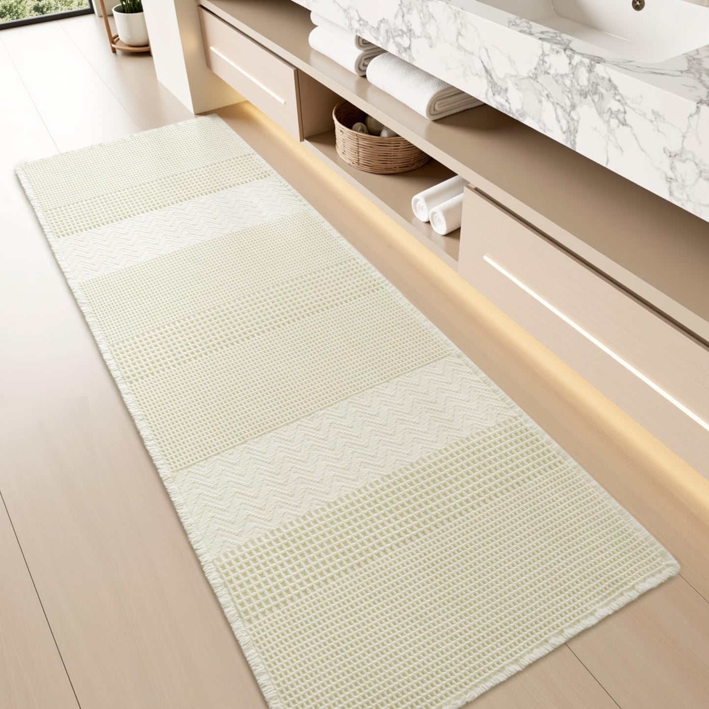 Waffle Bath Mat for Bathroom - Super Absorbent Non Slip Rug