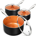 MICHELANGELO Nonstick Saucepan Set of 3 for Healthy Cooking