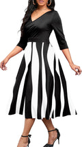 Nmoder Women's Casual Wrap Flared Midi Dress - Flattering VNeck ALine