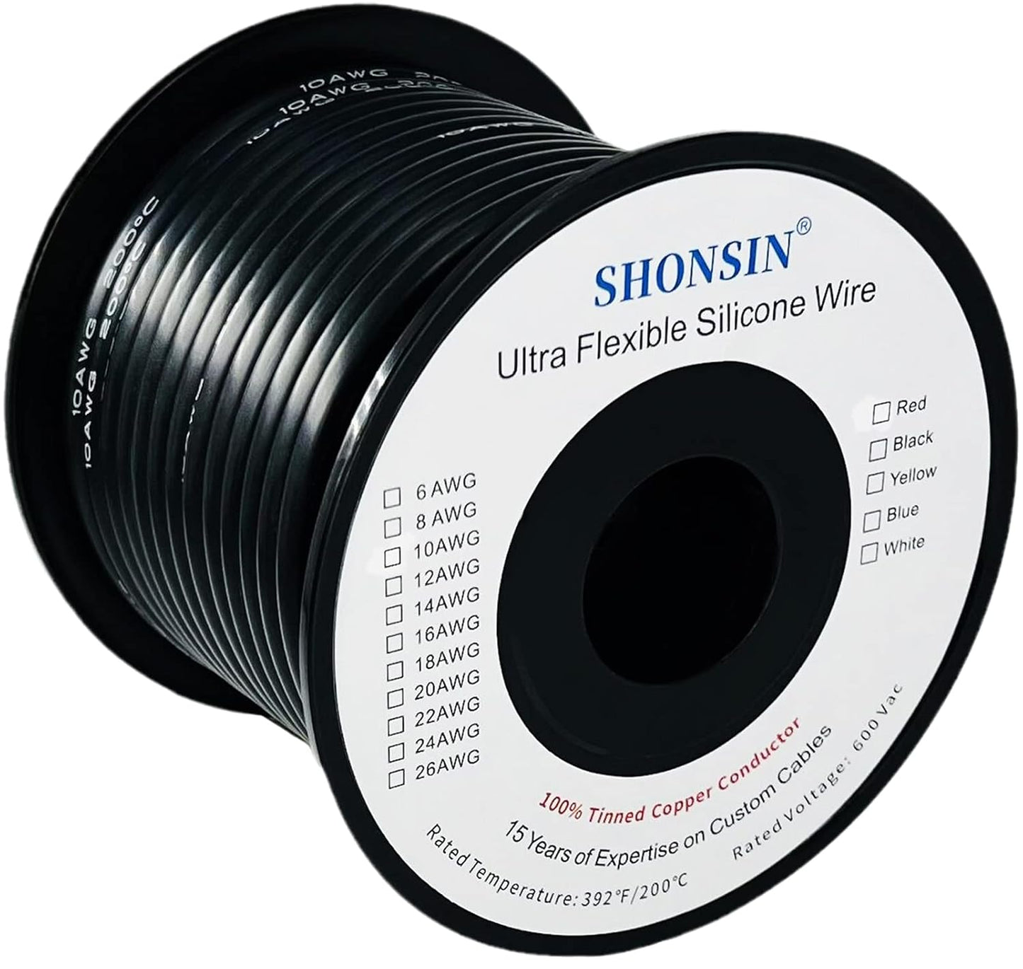 10 Gauge Silicone Wire Spool 50FT Black for Automotive Use