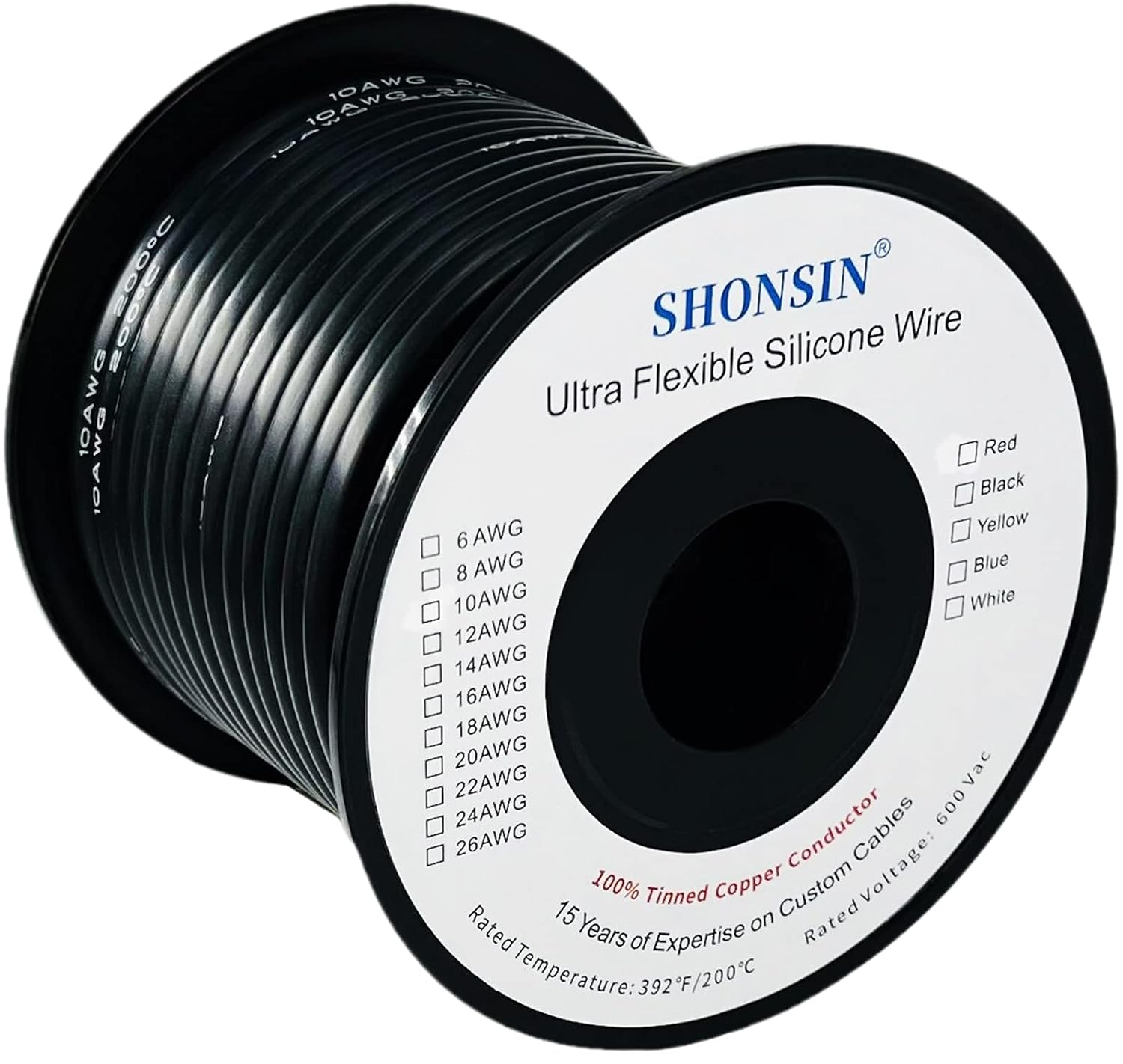10 Gauge Silicone Wire Spool 50FT Black for Automotive Use