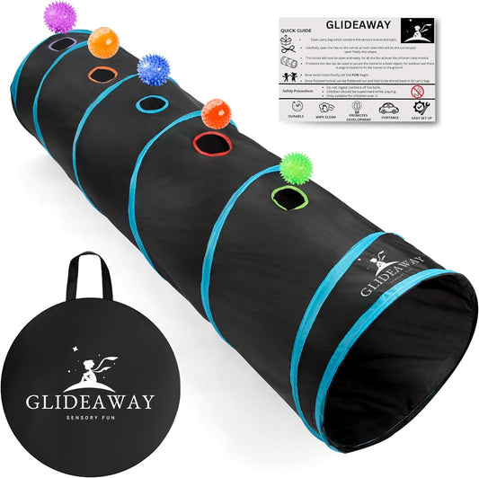 6ft Sensory Play Tunnel with LED Balls - Indoor & Outdoor Fun! by Glideaway