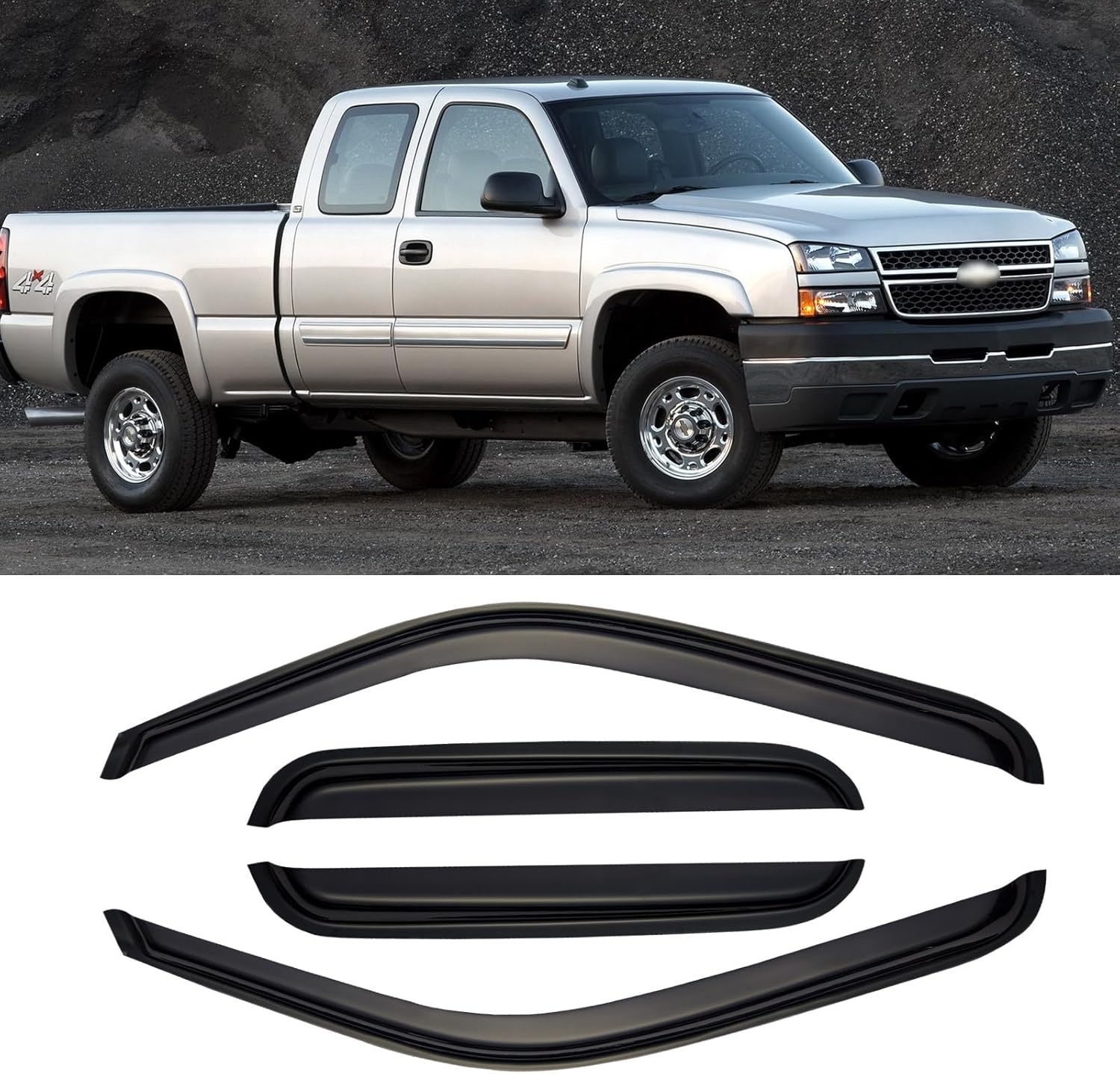 Window Rain Guards for 1999-2006 Chevy Silverado Extended Cab