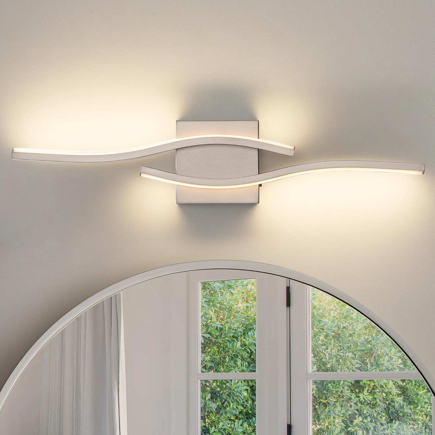 Brushed Nickel Bathroom Vanity Lights with 5CCT Dimming Options
