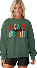 Merry and Bright Christmas Sweatshirt for Women - Cozy Embroidered