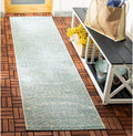 Courtyard Runner Rug 2ft3ft x 8ft Light Grey & Aqua - Durable Outdoor