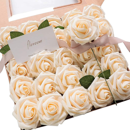Real Looking Champagne Foam Fake Roses for DIY Floral Arrangements