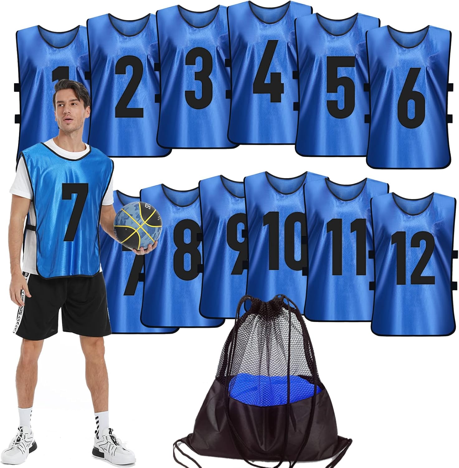 Scrimmage Training Vest Set of 12 for Youth and Adult Sports