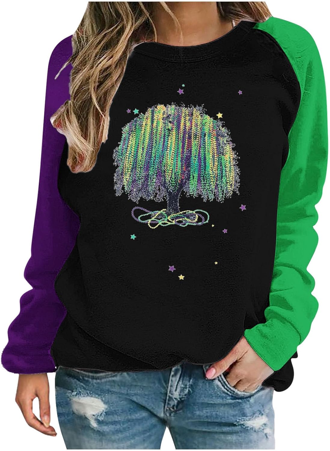 Festive Mardi Gras Raglan Sweatshirt