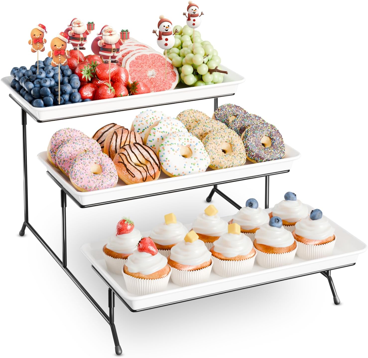 3-Tier Melamine Serving Tray Set for Elegant Food Display