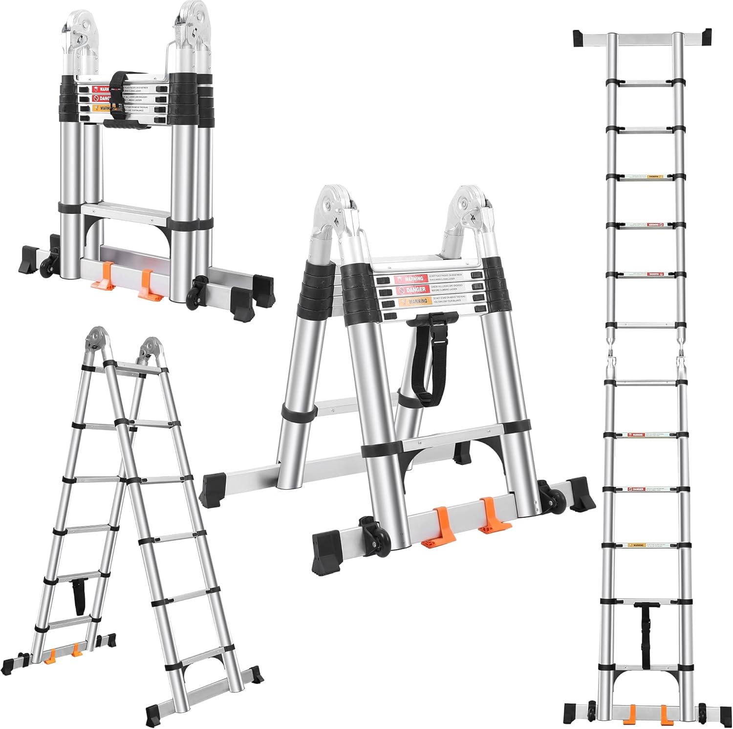 Telescoping Ladder A Frame 12.5 FT for Home and Outdoor Use
