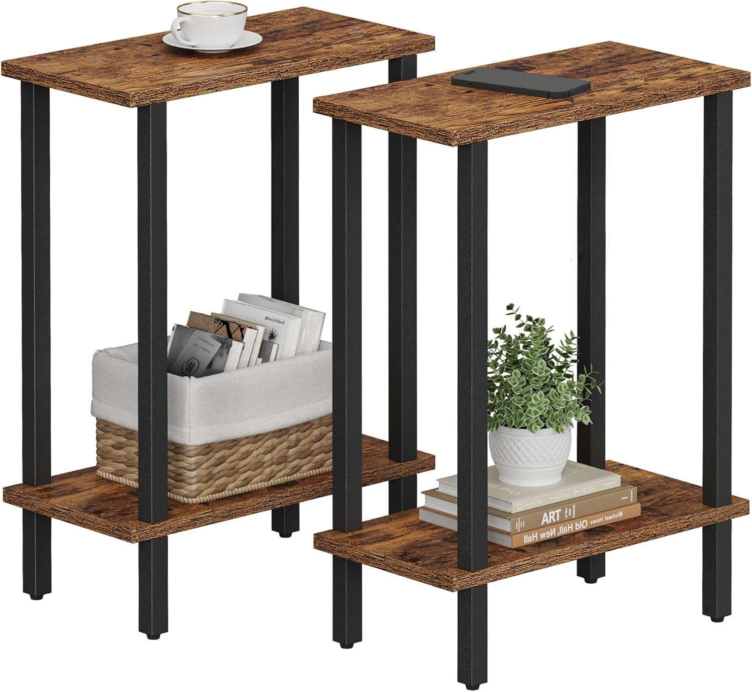 TUTOTAK Small Side Table Set of 2 for Narrow Spaces