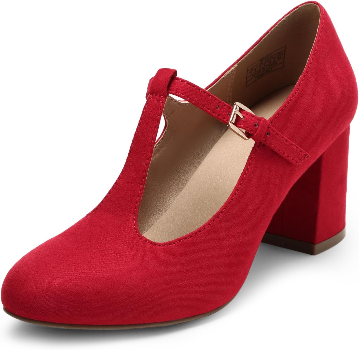 DREAM PAIRS Low Chunky Heels T-Strap Mary Jane Pumps for Women