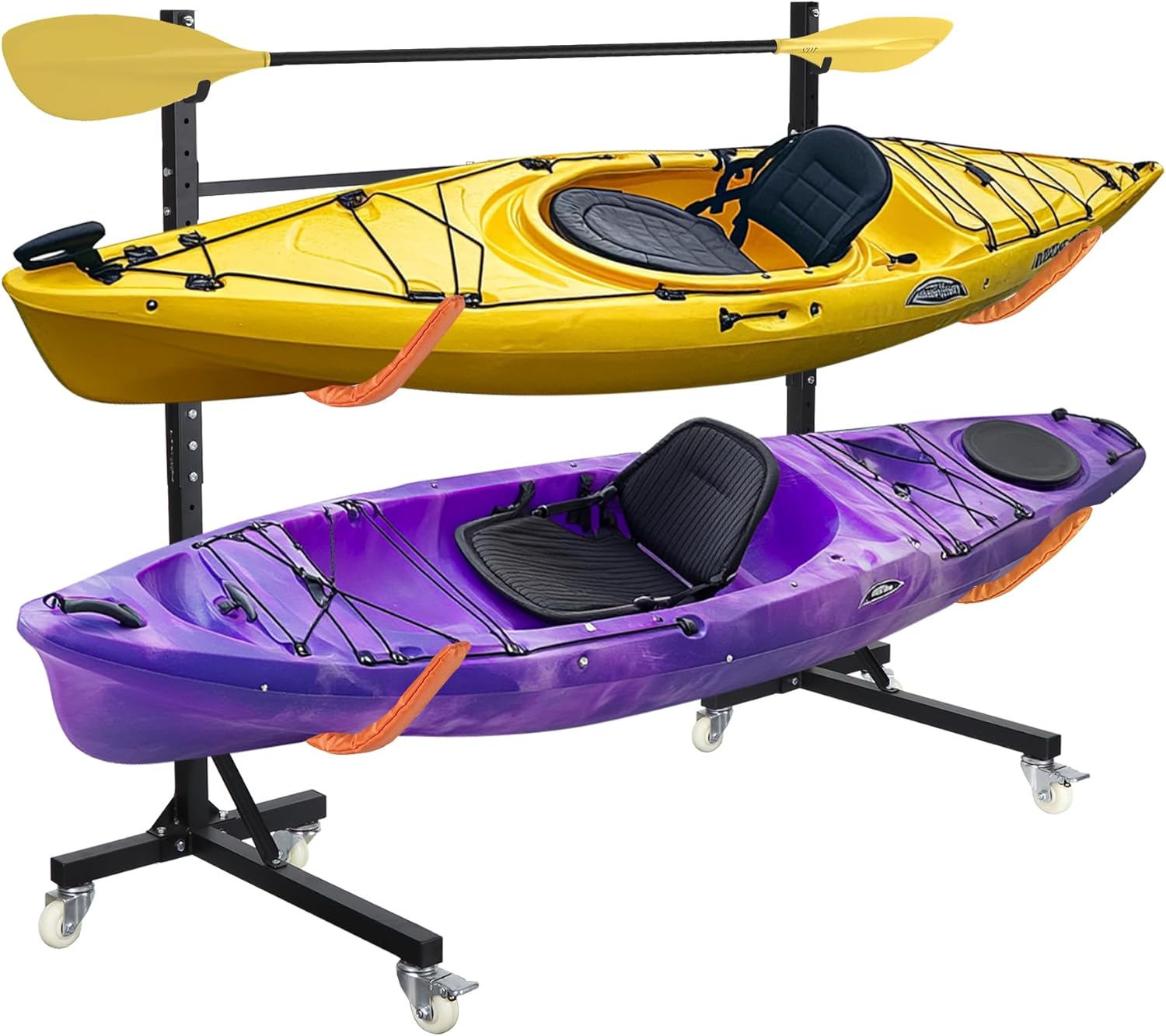 Freestanding Kayak Storage Rack for 2 or 4 Kayaks with Wheels