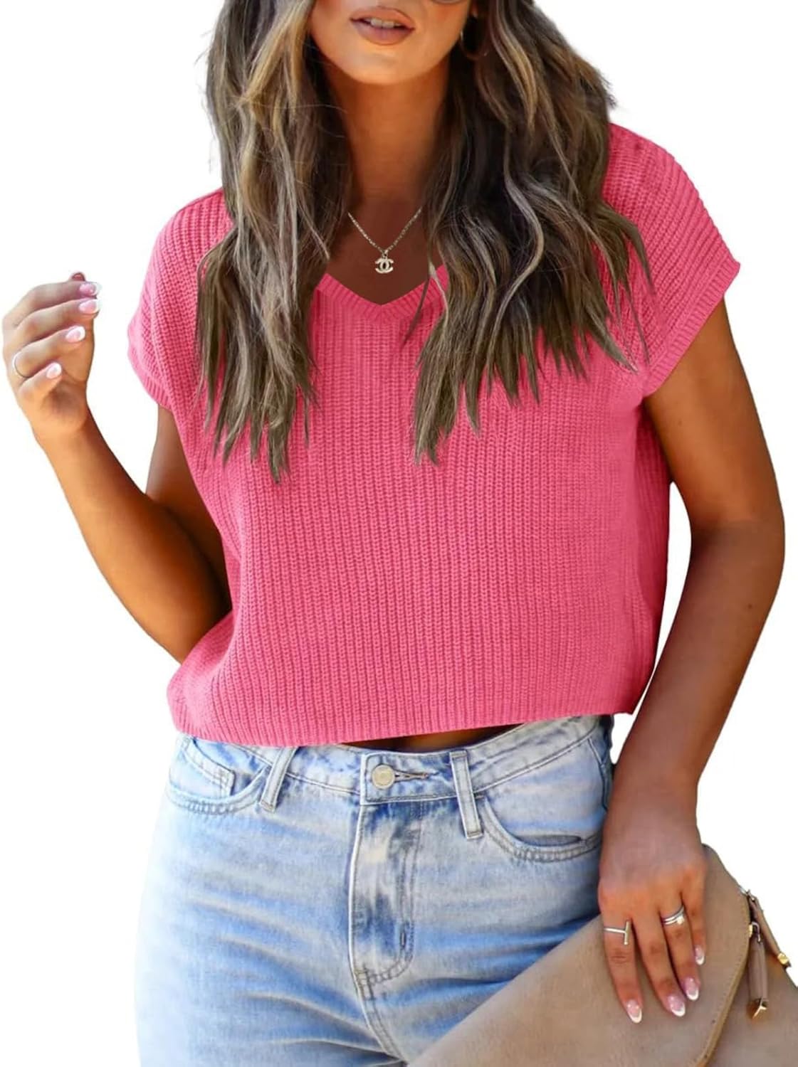 Trendy Cap Sleeve Crop Tops for Women - Summer Sweater Vest