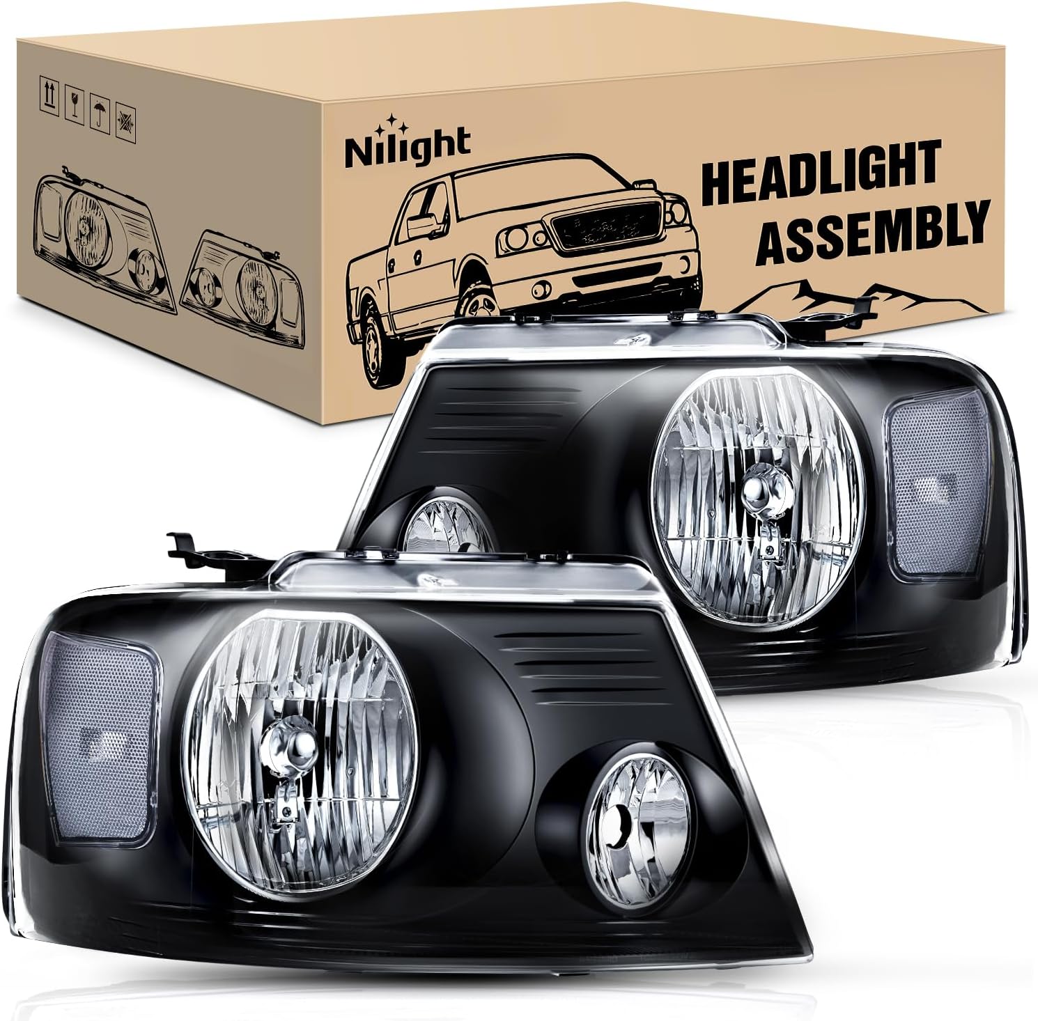 Nilight Headlight Assembly for 2004-2008 Ford F150 Pickup
