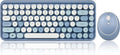 Wireless Mini Keyboard and Mouse Combo - Retro Round Key Caps - Pastel