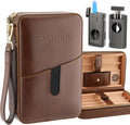 SCARRA Travel Cigar Humidor Box with Lighter and Cutter - Portable