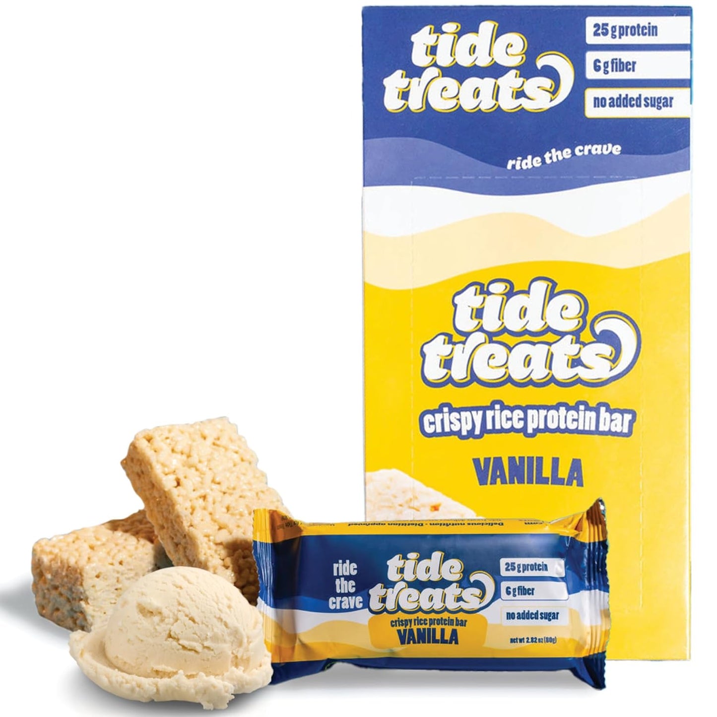 25g Protein Bar Crispy Rice Treat Vanilla for Healthy Snacking