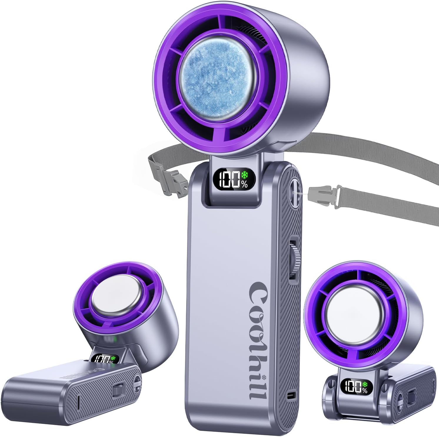 Handheld Portable Fan with Ice Cooler: 100-Speed Cooling Tech