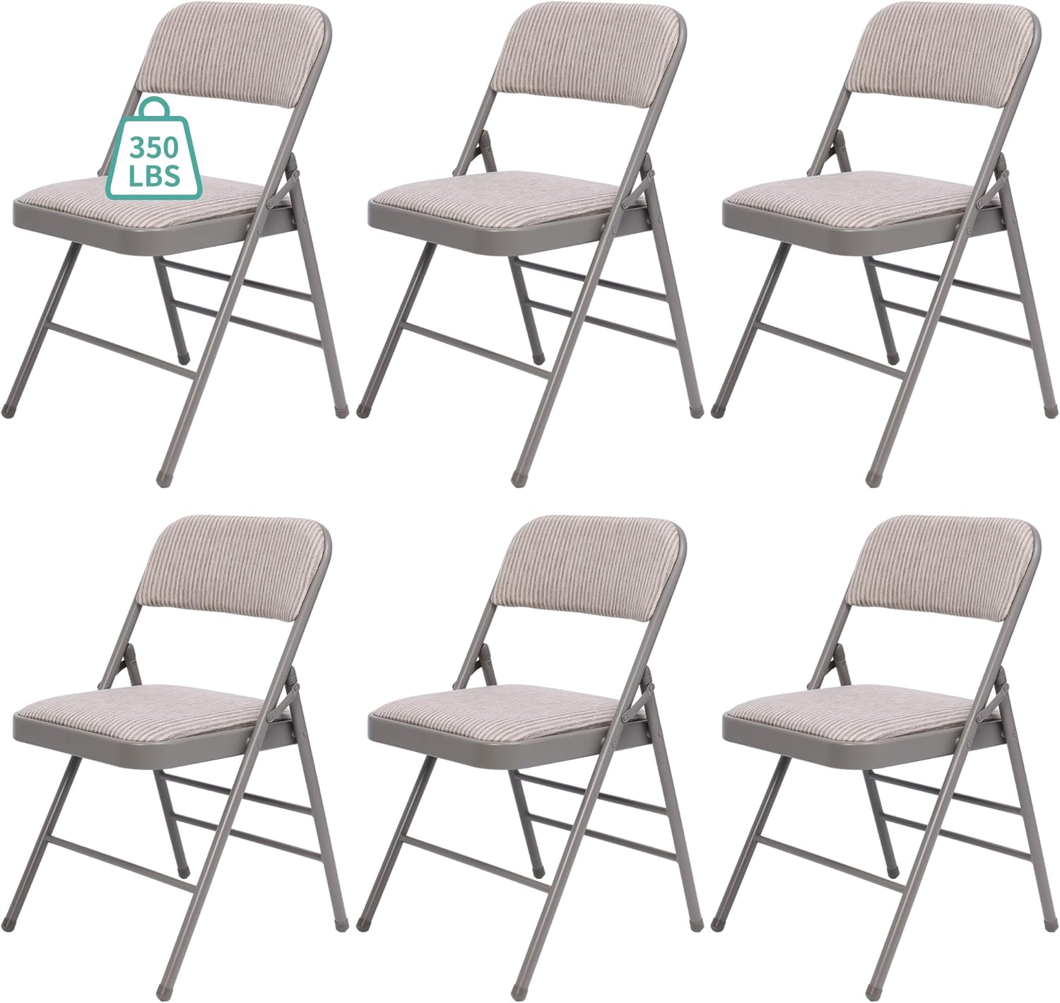 Portable Padded Folding Chairs Set - 6 Pack