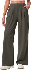 Wide Leg Pants Woman Pull On Stretchy Work Dress Pants - Office Ready