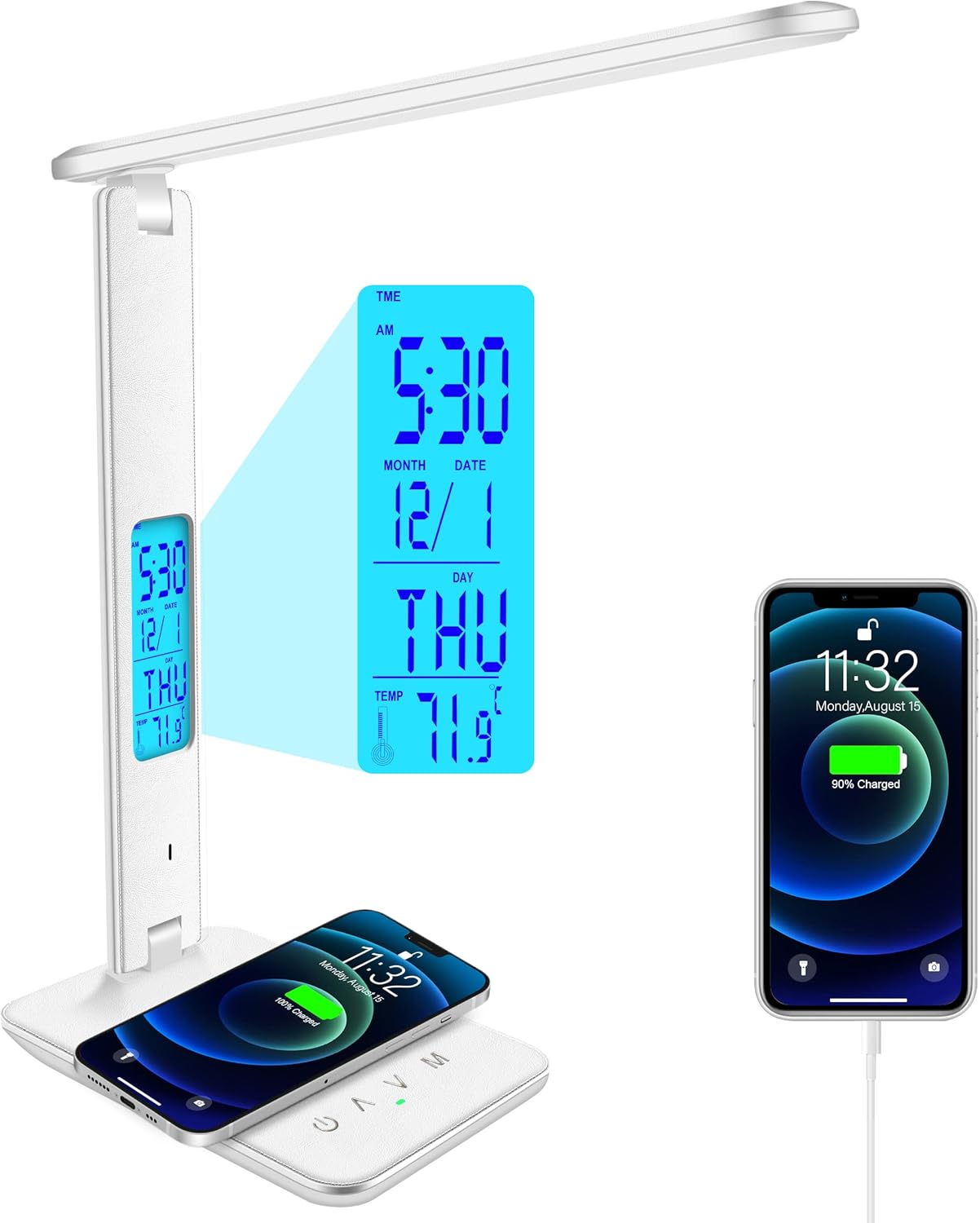 Wireless Charger Desk Lamp - Multi-Function White