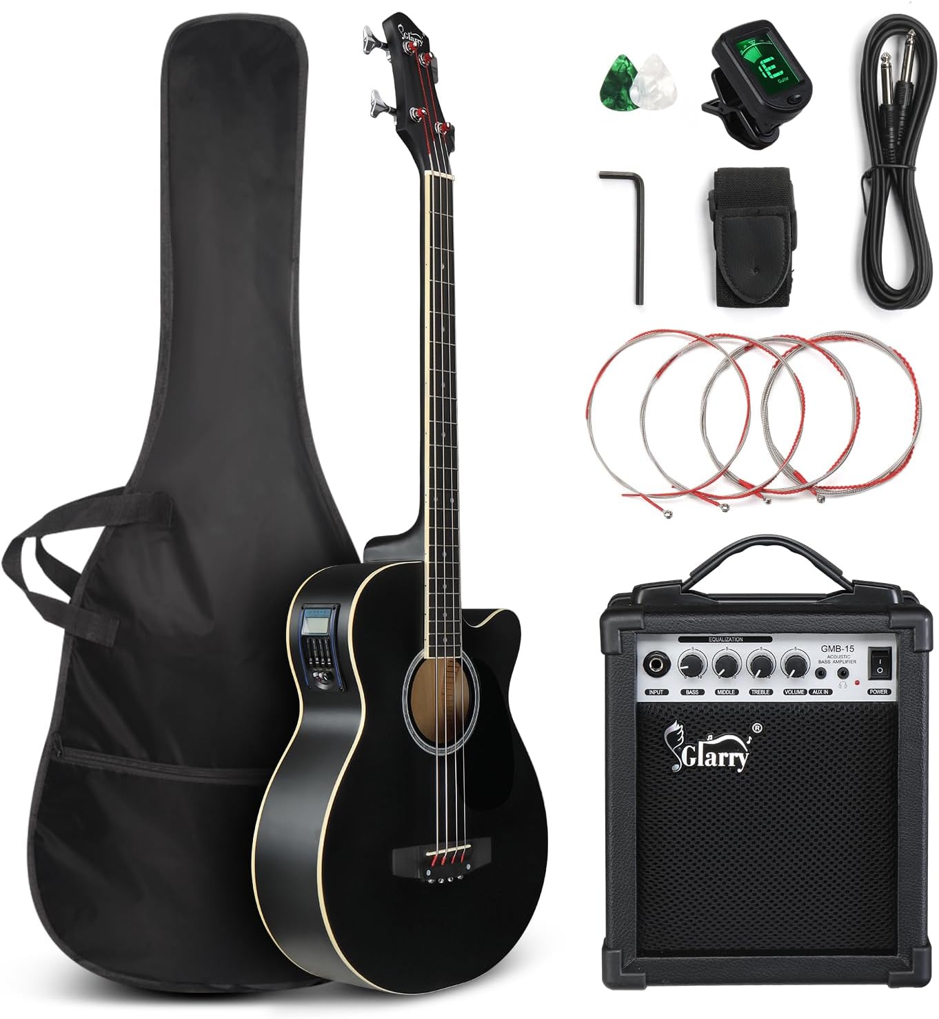 GLARRY Full Size Acoustic Electric Bass Guitar Beginner Kit Review