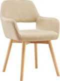 Wool Light Khaki Mid Century Vanity Chair - Comfy Accent Seat