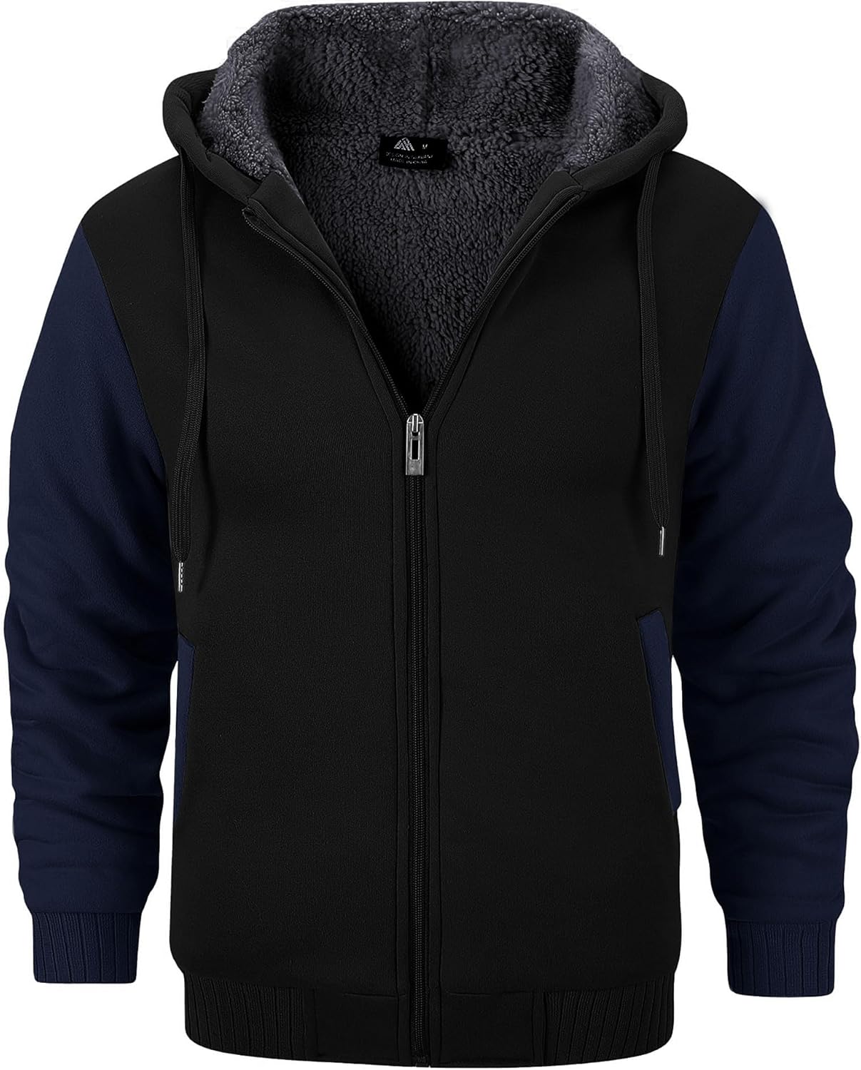 GEEK LIGHTING Mens Fleece-Lined Zip Up Hoodie for Winter Warmth