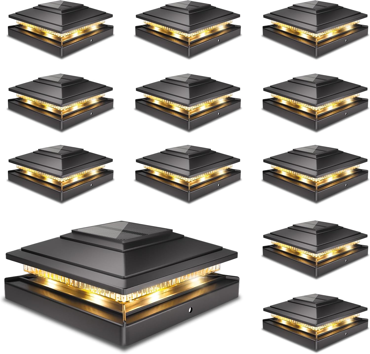 Solar Post Cap Lights Outdoor for 4x4 5x5 6x6 Posts - 12 Pack