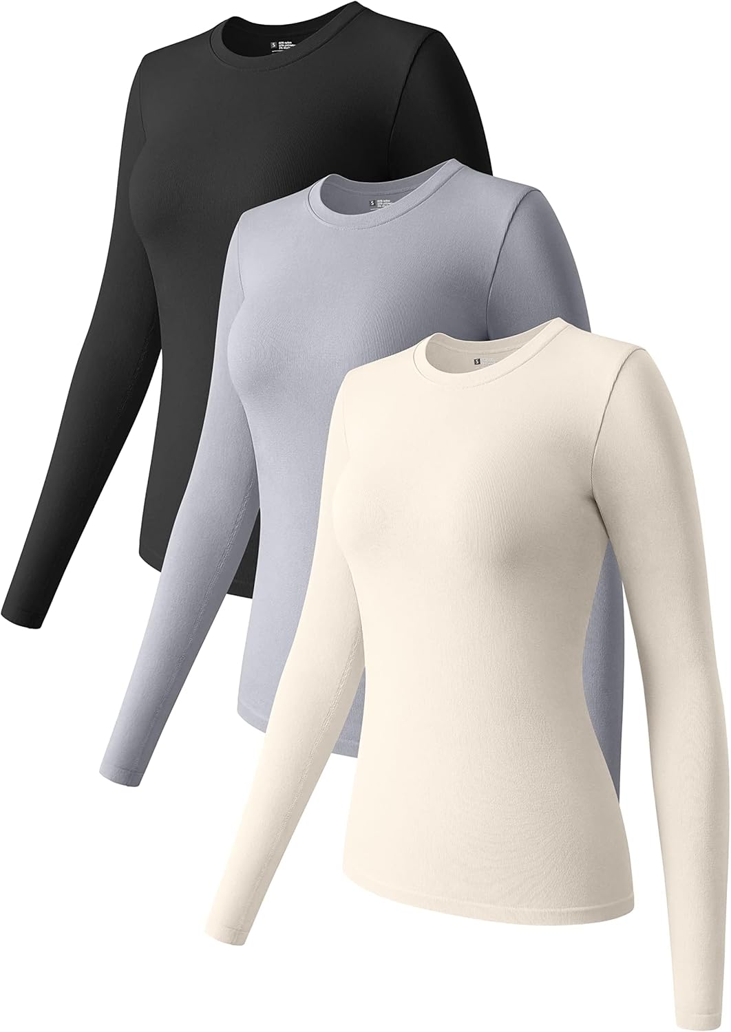 OQQ Womens 3 Piece Long Sleeve Tops for Layering Comfort