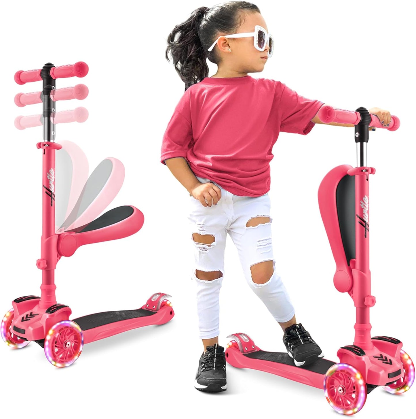 Hurtle 3-Wheeled Scooter for Kids with LED Lights 1-14ft